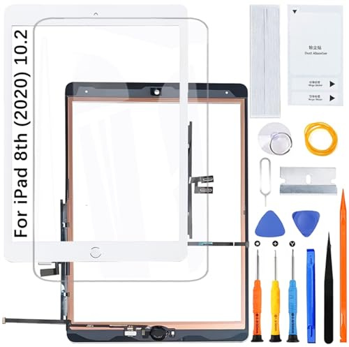 H&LYCYJ Pantalla táctil para iPad 8 2020 10.2 Blanco con botón Inicio | No hay LCD,Conjunto de herramientas para llevar,Reemplazar la pantalla,para modelos:A2428 A2429 A2270 A2430