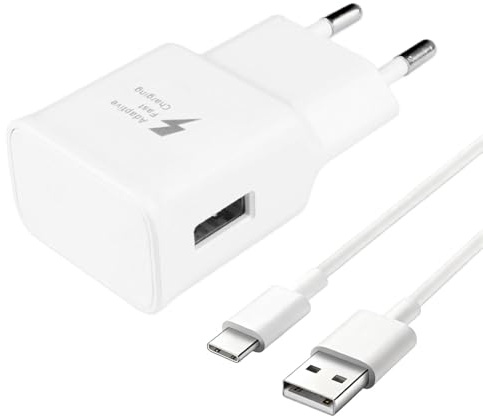 USB C Schnellladegeräte für Samsung Galaxy S24 S23 S22 S21 S20 A14 A13 A15 A12 4G 5G S10 S9 S8 A04S A05S A33 A23 A32 A21S A53 Fast Charge mit 2 m Typ C Ersatzkabel u. Adaptiv: