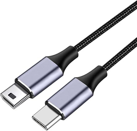 Mini USB to USB C Cable Mini-B 5 Pin to Type-C Data Transfer Charging Cable Charger Cord Compatible with Nikon Canon Eos Rebel Powershot Dslr Elph Digital Camera for Pc, Laptop, iPhone 15/16 (1M)