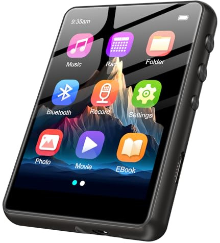 128GB MP3 Player - Portable MP3 Player with Bluetooth 5.3, Portable Music Player with FM Radio, Voice Recorder, Pedometer, Mini Design Ideal for Sport (2.4-Black)