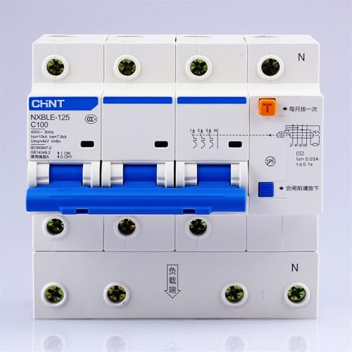 Disjoncteurs différentiels NXBLE-125 63A 80A 100A 125A 3P+N RCBO avec protection contre les fuites et petit interrupteur à air(80A)