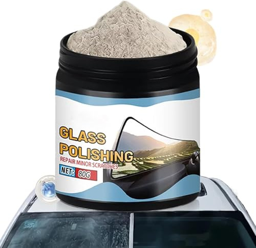 Glass Scratch Remover Kit 80g Grinding Powder Cleaning Polisher with Sponge | Glass Polishing for Lens Eyeglass Watch Jewelry Autos Detailing Window Headlight