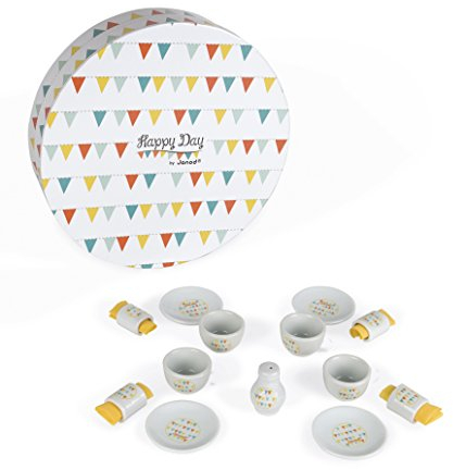 Janod J06591 Ess-Geschirr Happy Day Keramik (17 Teile)