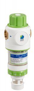 PULIFIL Filtro autopulente semi-automatico con datario 3/4 FT010 Filtro robusto e compatto con sistema di spazzolatura della cartuccia filtrante e scarico dello sporco in un'unica manovra.