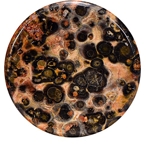Morella Damen Coin 33 mm Edelstein Leopardenjaspis Chakren Scheibe Halsketten-Anhänger und zur Stärkung