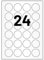 Wetterfeste Folienetiketten auf A4 Bogen, transparent - Ø 40 mm - 2.400 Polyester Etiketten auf 100 Blatt, selbstklebende PET Aufkleber, matt