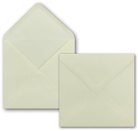 50 x Briefumschlag Quadratisch 15 x 15 cm in Champagner - 100g/m²- Nassklebung mit spitzer Verschlussklappe - Für ganz besondere Anlässe