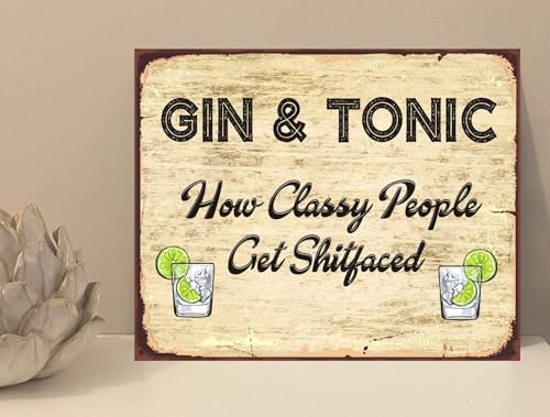 the sticker studio ltd Gin & Tonic Funny Bar Alcohol House Novelty Metal Plaque Sign Gift fcp28