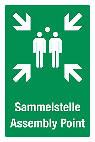 WERBEPUNKT. Schild Sammelstelle Sammelplatz Sammelpunkt Fluchtweg 3 mm Alu-Verbund 600 x 400 mm