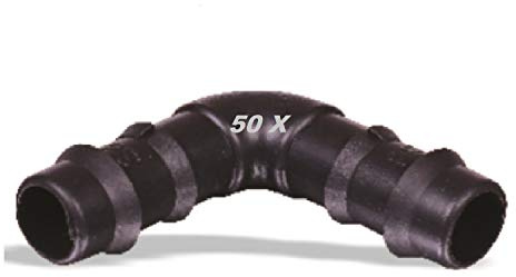 50X 16 mm Tropfrohr-Winkelstück Eckverbinder Eckstück (16mm Winkelstück) Schlauchverbinder Schlauch Tropfrohrverbindung