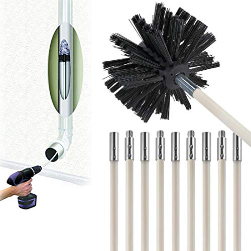 Chimney Sweep Kit for Stoves Chimney Sweeping Brush Flue Cleaning Brush and Rod Set Soot Cleaning Stick Set Pipe Dredging Brush Dryer Duct Cleaning Kit,6 Rod