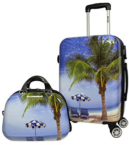 World Traveler Palm Tree Hardside Handgepäck-Set, 2-teilig, Einheitsgröße