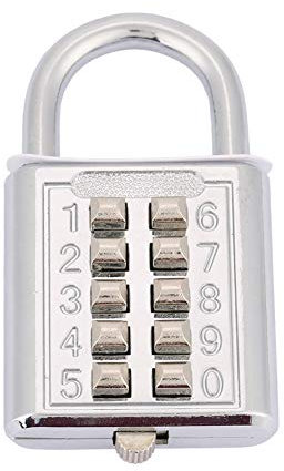 Cadenas à Chiffres en Alliage de Zinc Serrure de Mot de Passe Serrure sans clé 10 claviers et Mot de Passe à 5 Chiffres 6mm Tige de Verrouillage pour clôture(10 Key Electric Silver)