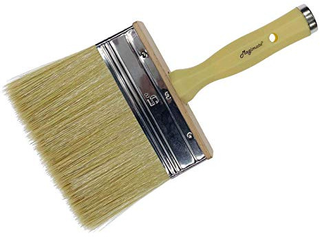 Magimate Deck Brush for Applying Stain, 5-inch Paint Brush, Medium Size for Quick Decking, Fence, Walls and Furniture Paint Application, Handle Threaded for Extension Use, Multicolor