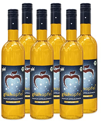 Elbler Glühapfel Wein, 6 x 0.75 l, Milde 4.0% Vol., Glühwein aus Bio-Obst, mit Winterlichen Extrakten aus Vanille, Zimt und Nelke, Vegan & Glutenfrei, 100% Direktsaft