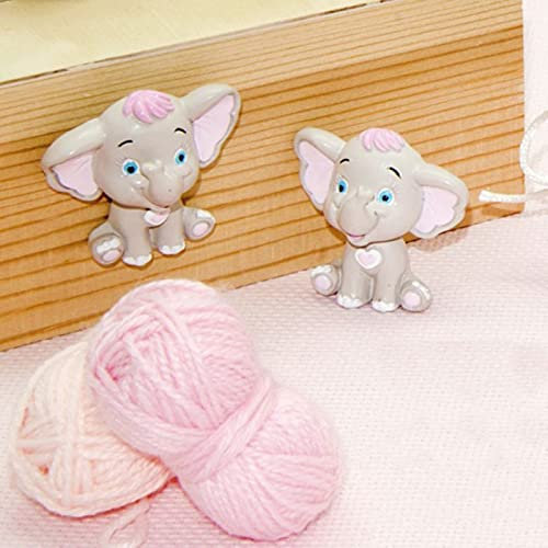 Ingrosso e Risparmio 12 Magnete aus Kunstharz in Form eines Elefanten-Dumbo Rosa, sortiert in zwei Varianten, günstige Gastgeschenke für Geburt, Frauen (mit grüner Verpackung)