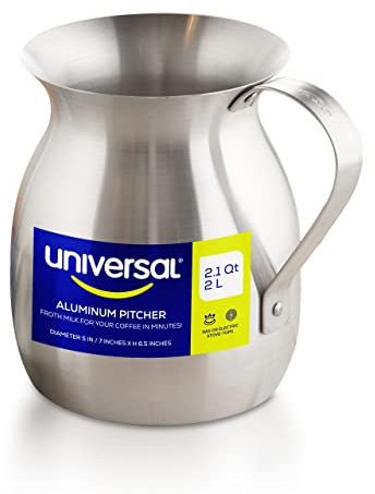 Universal Chocolatera de 2,1 l – Machine à chocolat chaud en aluminium et pichet à mousse – Olleta Colombiana traditionnel pour café, lait et boissons – Durable, résistant à la rouille, casserole à