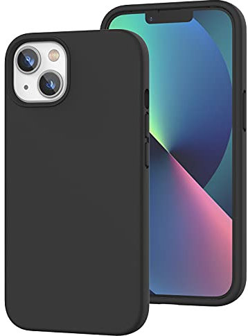 K TOMOTO Kompatibel mit iPhone 13 Hülle [Fallschutz] [Kratzfest] Stoßfeste Flüssigsilikon Schutzhülle mit Anti-Fingerabdruck Hülle mit Mikrofaserfutter, Handyhülle für iPhone 13 6,1 Zoll, Schwarz