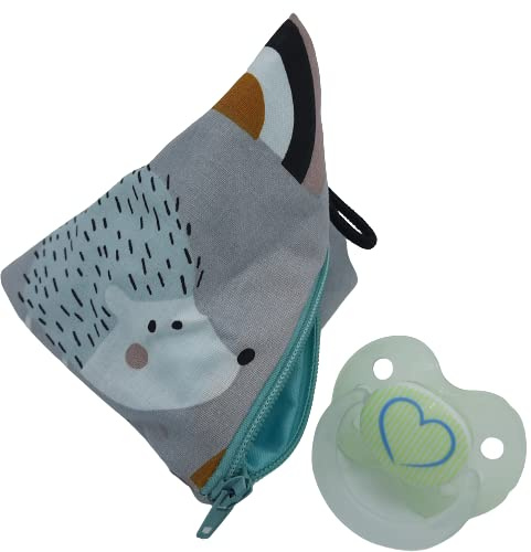 Aufbewahrung Schnuller-Tasche XL für 2-4 Nuckel Igel mit Regenbogen