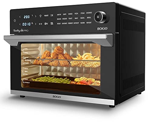 Sogo Freidora de Aire 30L con 18 Multifunciones y 4 Capas de Cocción 30º-230º - Horno Eléctrico Sobremesa con 10 Accesorios y Recetario - Air Fryer con Pantalla Táctil – Freidora Aire Gran Capacidad