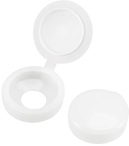 sourcing map 10 Stück Scharnier Schrauben Abdeckkappen 5mm Loch Falt Schnappscheibe Kunststoff, Kleines Weiß