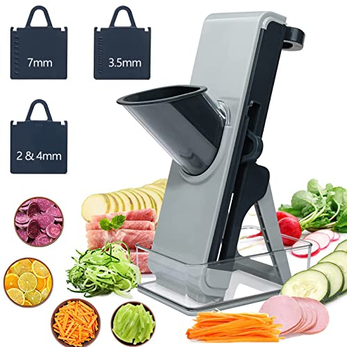 Safe Slice Mandoline Dicer, Vegetable Slicer Cutter & Mandolin Chopper, for Potatoes, Carrots, Tomatoes, Cucumbers, Onions, Veggie Cutter with 3 Adjustable Blade……