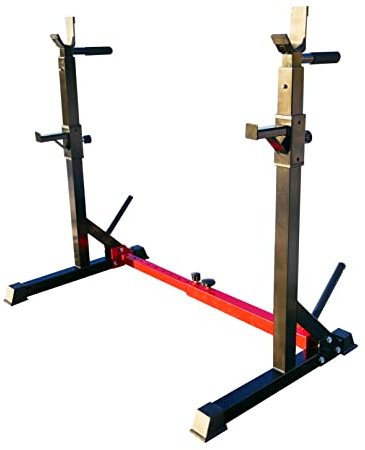 RPM Power verstellbarer Kniebeugenständer & Dip-Station – Gewichtheberbank Press Bodybuilding – Home Fitness Kniebeugenständer und Teller Aufbewahrung