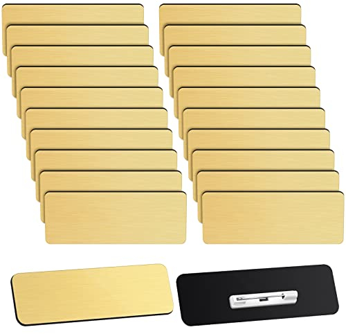 100 Stück Namensschild 25 x 76 cm Namensschild Rohlinge Gold und Schwarz Personalisierte Namensschilder mit Clips Namensschild Etiketten mit Pins für Büroangestellte Studenten Mitarbeiter individuell