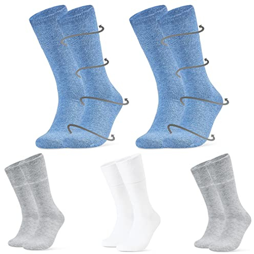 Mens Socks, Diabetic Socks for Men Stretchy 5 Pack Soft Top Socks for Men Gentle Grip Calf Length Non Elastic Loose Socks for Swollen Legs Size 8-12