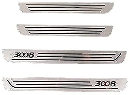 Protecteur de Seuil de Porte de Voiture en Acier Inoxydable pour Peugeot 3008 2009-2016, 4 PièCes Garnitures de Seuil PortièRe Extérieure Plinthes Plaques de Protection Voiture Accessoires