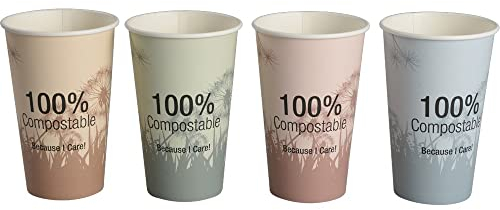 ABENA Gastro-Line Disposable Hot Cup for Coffee, Tea & Other Hot Beverages, 100% Compostable Design For Eco-Labelled Consumers, Keeping Your Coffee Warm On-The-Go - Dandelion 48 cl