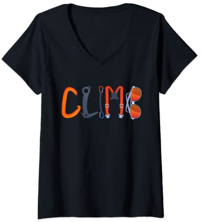 Damen Kletterausrüstung zum Klettern T-Shirt mit V-Ausschnitt