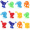 12 Stück Saugnapf Spielzeug, Sauger Spielzeug, Saugnapf Tiere Spielzeug, Saugnapf Bausteine, Silikon Spielzeug, Stressabbau, Badespielzeug für Jungen und Mädchen (A)