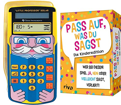 Texas Instruments Little Professor Rechentrainer, gelb-blau & Pass auf, was du sagst – Die Kinderedition: Wer bei diesem Spiel »Ja«, »Nein« oder »Vielleicht« SAGT, verliert! | Für Kinder ab 6 Jahren