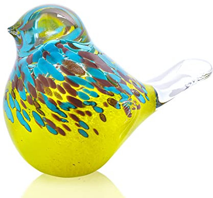 QFkris Vogelfiguren aus geblasenem Glas, Sammlerstücke, mehrfarbige Vogelstatue für Heimdekoration, Kristall-Tier-Briefbeschwerer, Geschenk für Vogelliebhaber