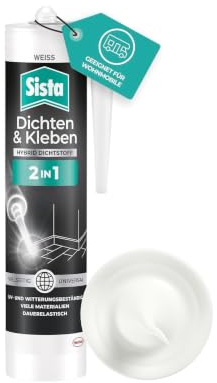 Sista Dichten & Kleben 2-in-1 Hybrid Dichtstoff, Weiß, 1x280ml | Schimmelresistent, silikonfrei, dauerelastisch, UV- und witterungsbeständig, überstreichbar, ideal für Wohnmobile
