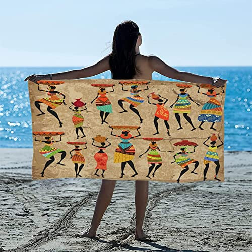 MIYOLI Handtuch Groß 70x140 cm Mikrofaser Strandtuch Afrika Strandtuch Ethno-Stil, Badetuch Strandhandtuch Schnell Trocknendes Sandfreies Weiches Saunatuch, Reisehandtuch, Badehandtuch