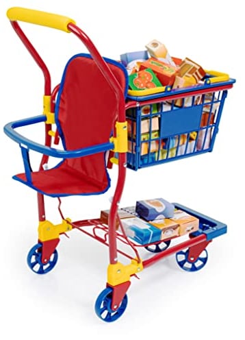 Bayer Design Design-75003AA 75003AA Carrello Bambole con Sedile Integrato, Accessori per la Spesa Colorati, Multicolore, Colore, Large