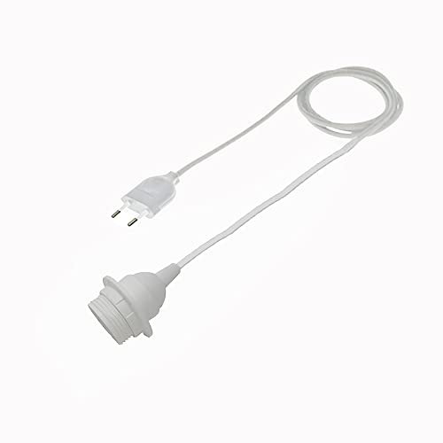 HALOTEC | Cable Lámpara E27 Negro | Cable electrico con Portalámparas y Enchufe|3 metros| Arandela de Sujeción Pantalla Lamparas|Fabricado en Italia|Maxima Calidad