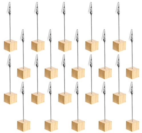 KtbeYTi 20 Pezzi 2.5 * 2.5 cm Porta Foto con Mollette Legno Porta Segnaposto Clip per Decorazioni Ufficio, Matrimonio, Festa, Casa