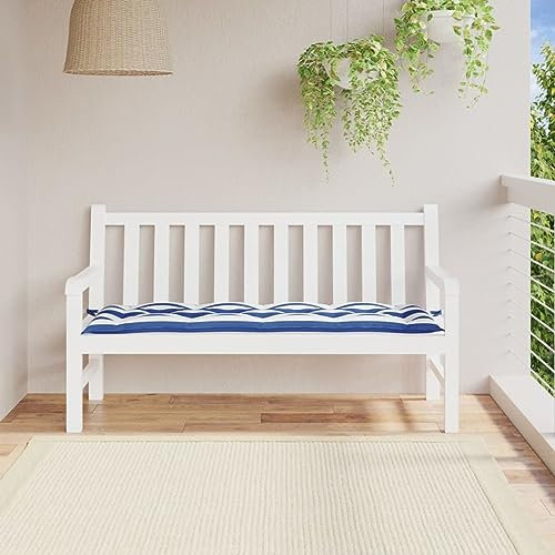 CIADAZ Bankauflage, Sitzkissen Bank, Bankkissen, Sitzauflage Bank, Gartenbankauflage, Bench Cushion, Gartenbank-Auflage, Sitzpolster Outdoor, Blau & Weiß Gestreift 150x50x7 cm Stoff