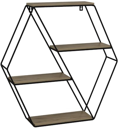 Vicco Wandregal Fyrk, Eiche/Schwarz, 51 x 52 cm Eckform