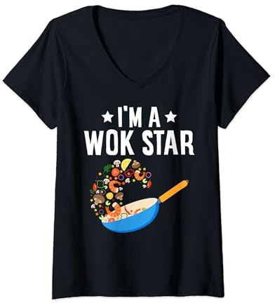 I'm A Wok Star Stir Fry Cibo cinese Maglietta con Collo a V