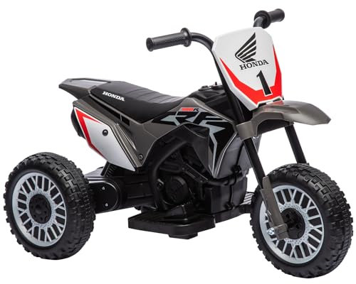 HOMCOM Moto Cross électrique pour Enfant, Licence Honda CRF450RL, Moto électrique Enfants avec Effets sonores, 3 Roues, Vitesse 3 km/h, Batterie 6V, pour 18-36 Mois, Gris