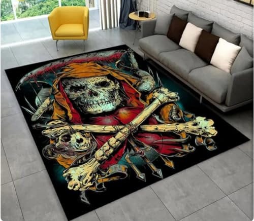 REIPOL Horror Skull Modern Area Rug, Living Room Carpet Bedroom Door mat,Kitchen Non-slip Floor Mat 200x300cm