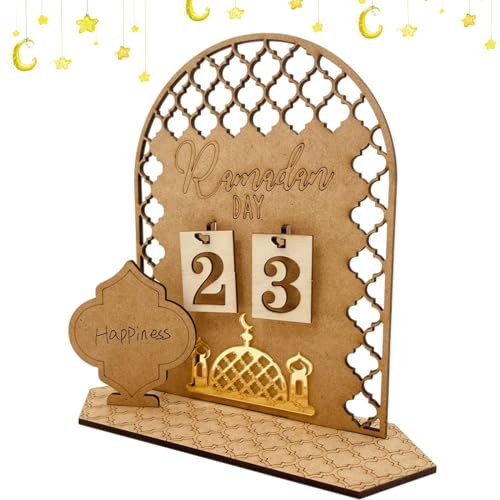 Ramadan Kalender Ramadan Kalender Aus Holz Ramadan Deko DIY Ramadan Dekoration 30 Tage Countdown Ramadan Dekorationen Countdown-Kalender Kalender für Zuhause (B)
