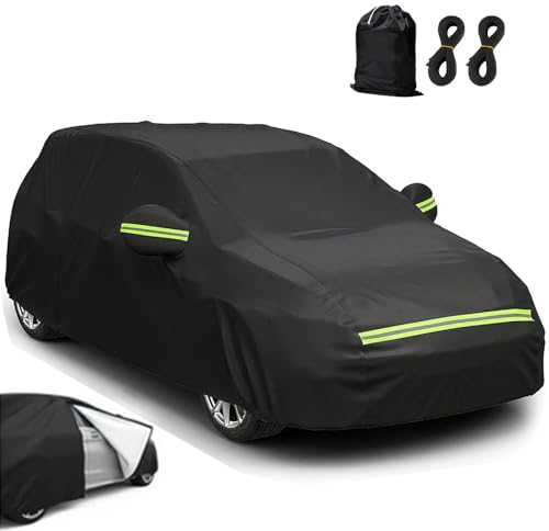 Autoabdeckung 190T/210D Sedan Autohülle Auto Autoplane Staubdicht Wasserdicht Autogarage Vollgarage Car Cover für 420-530 cm Limousine Schwarz (420×170×145cm)