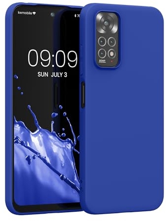 kwmobile Funda para Xiaomi Redmi Note 11 / Note 11S Carcasa - Ultrafina de TPU y Silicona con Bordes elevados anticaídas - Azul báltico