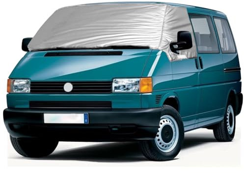 Opaltool Externe Thermo Scheibenabdeckung passend für VW T4, Luxus Silber Wrap Windschutzscheibenabdeckung, Faltbare Frontscheibenabdeckung Winter Sommer Scheibenfrostschutz Abdeckung