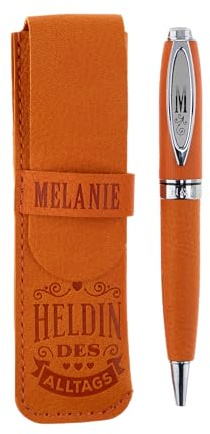 History & Heraldry Bamboo Persönlicher und individueller Kuli Kugelschreiber Stift mit Namen und Spruch Personalisiertes Etui Monogramm-Design persönliches Geschenk (Kuli Melanie)